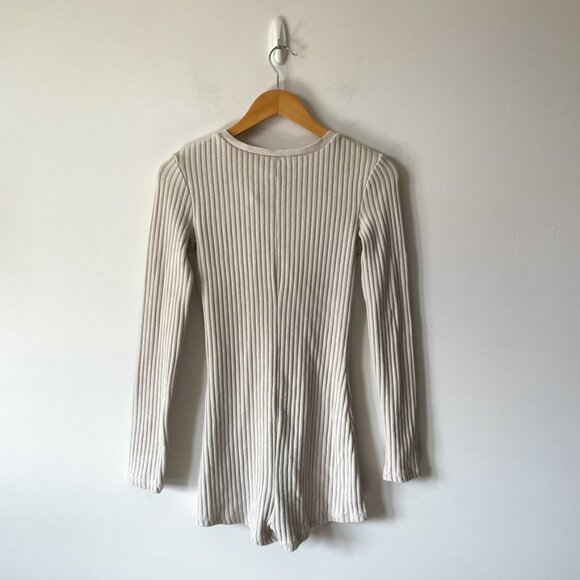Zara Ribbed Knit Long Sleeve Jumpsuit Romper Cream Blogger Fav Sz Small - Picture 10 of 12